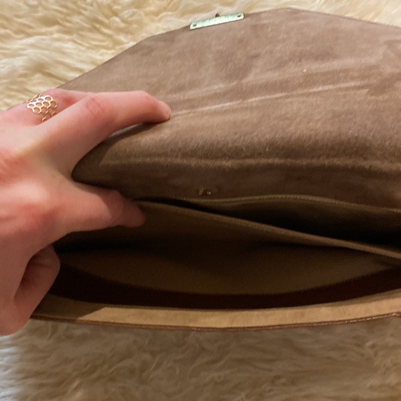 Vintage Leather Crossbody Briefcase Bag EUC One Size Brown & Gold - Picture 9 of 11